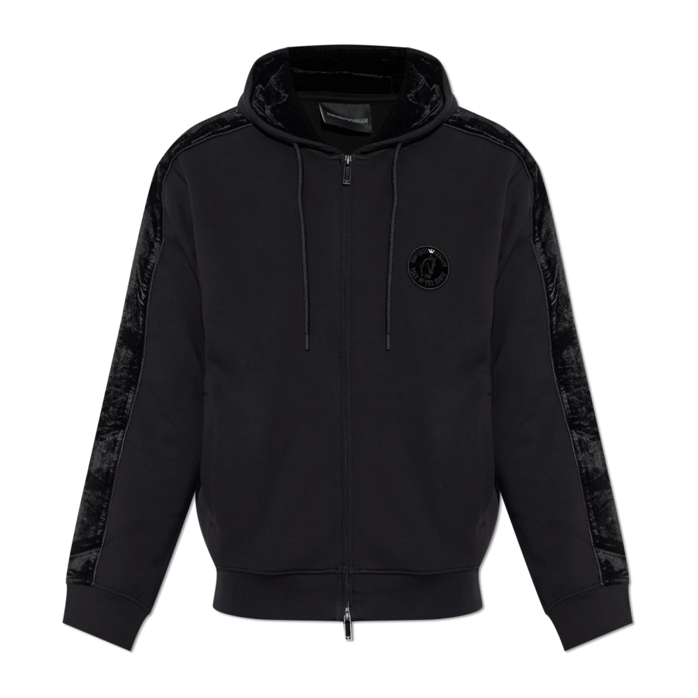 Emporio Armani Herren Schwarz - Logo Baumwoll-Hoodie - Sweatshirts & Hoodies - K - L