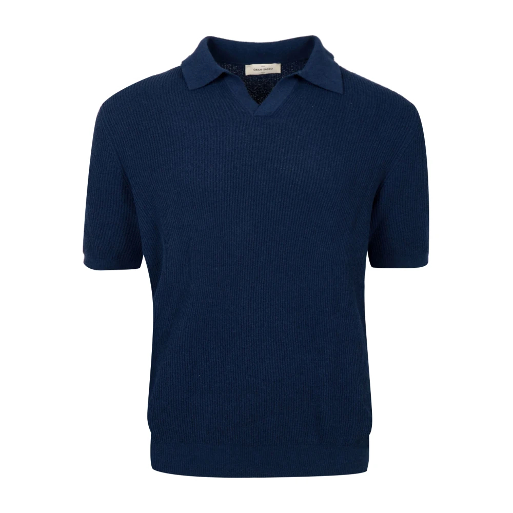 Gran Sasso Herren Blau - Geripptes Polo - Tops - 3XL
