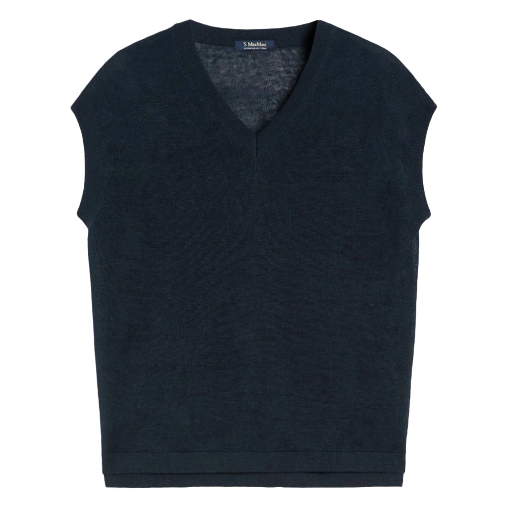 Max Mara - Ghianda V-Ausschnitt Strick-T-Shirt - Knitwear - Damen - Blau - S - Bild 7