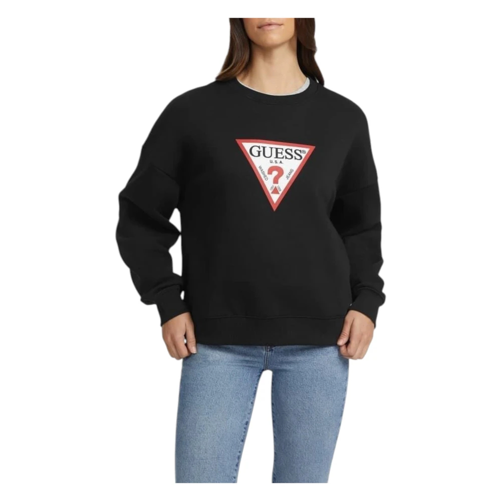 Guess Damen Schwarz Sweatshirt Gj Os Iconic Triangle - Bild 4