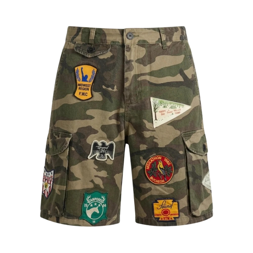 Found Herren Multicolor - Camo Patchwork Cargo Shorts - Shorts - Mehrfarbig - W31