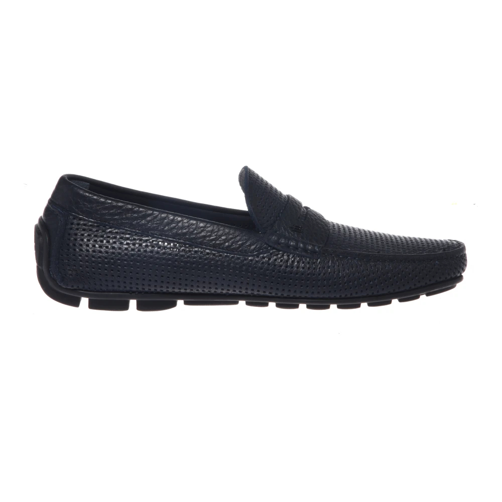 Baldinini Herren Blau - Perforated Tumbled Leather Loafer - Shoes - 46 Eu