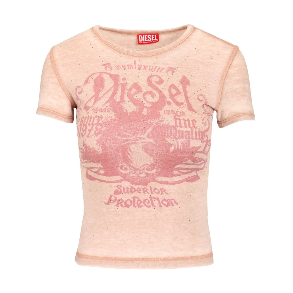 Diesel Damen Rosa - T-Uncuties-Long-Aa3 - Tops - 2XS
