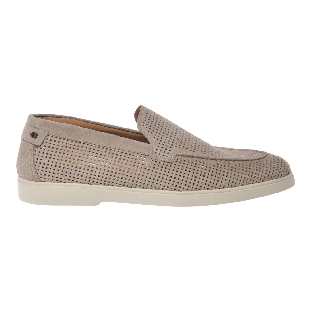 Baldinini Herren Beige - Perforated Suede Loafer - Shoes - 45 Eu