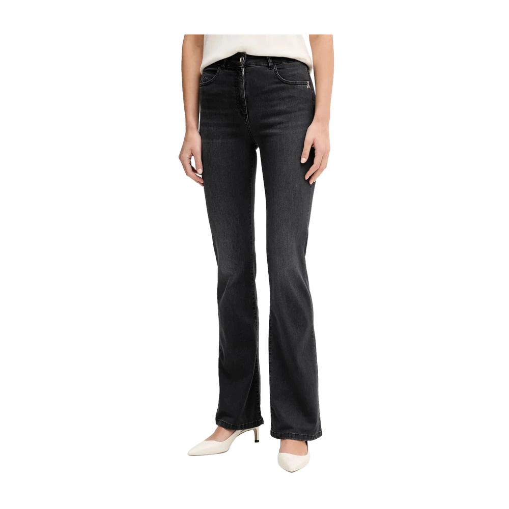 Patrizia Pepe Damen Schwarz - Logo-Patch Schlagjeans - Jeans - K - W27