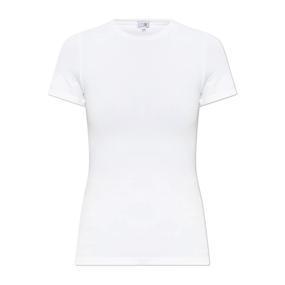 Mm6 Maison Margiela Damen Weiß - Geripptes T-Shirt - Tops - S