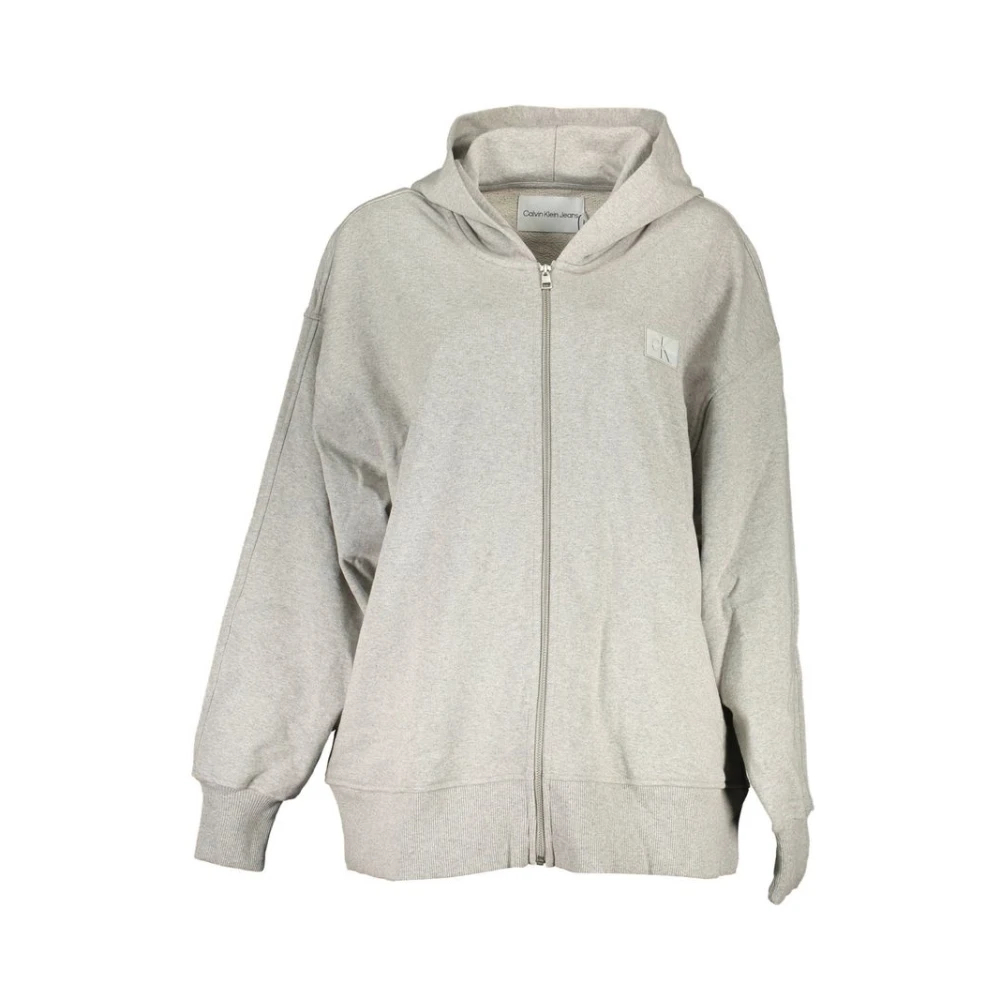 Calvin Klein Zip-Up-Hoodie Im Relaxed Fit - Hellgrau Extra Klein - Bild 4