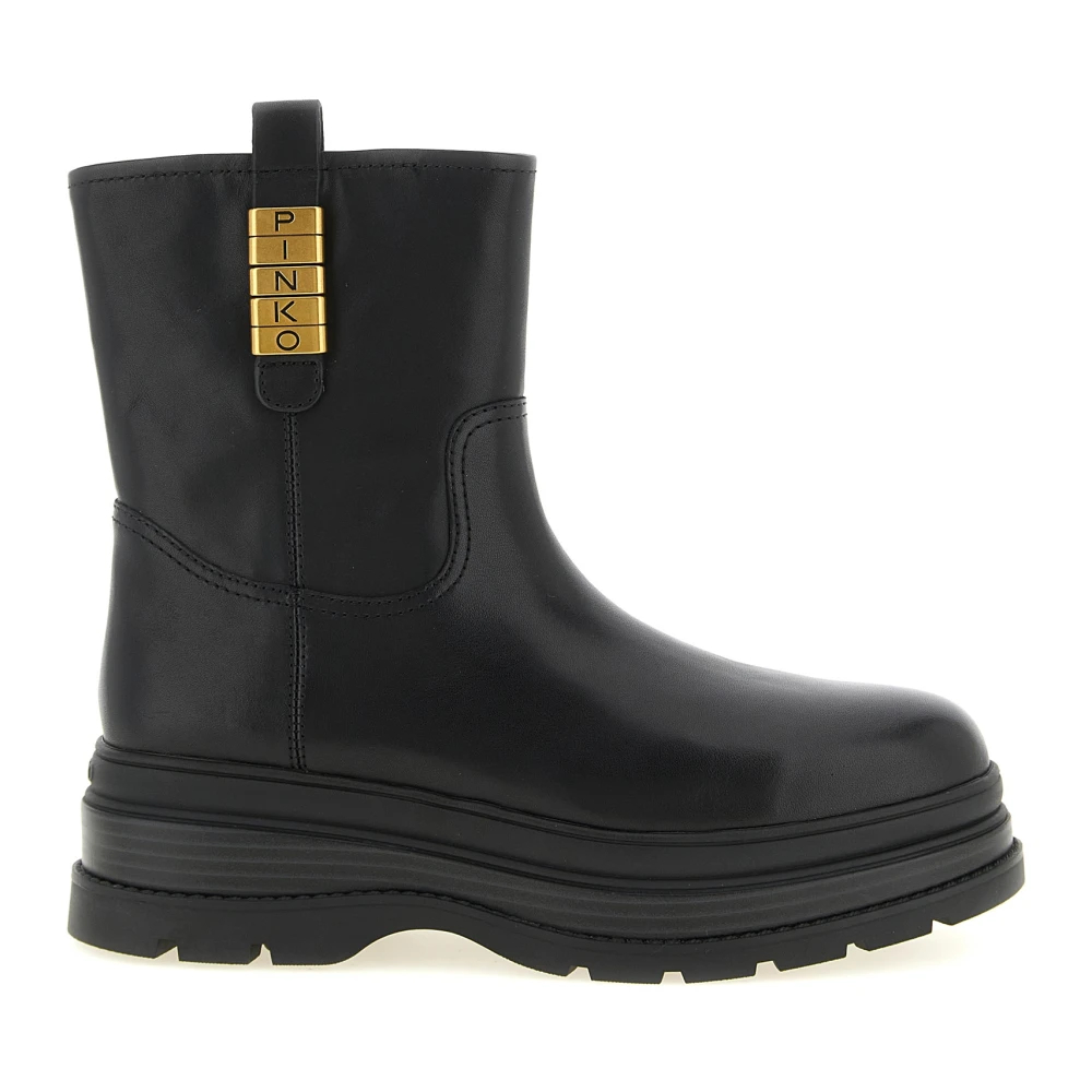 Pinko Damen Schwarz - Schnürstiefeletten Aus Leder Mit Logo-Ringen - 37 - Bild 3