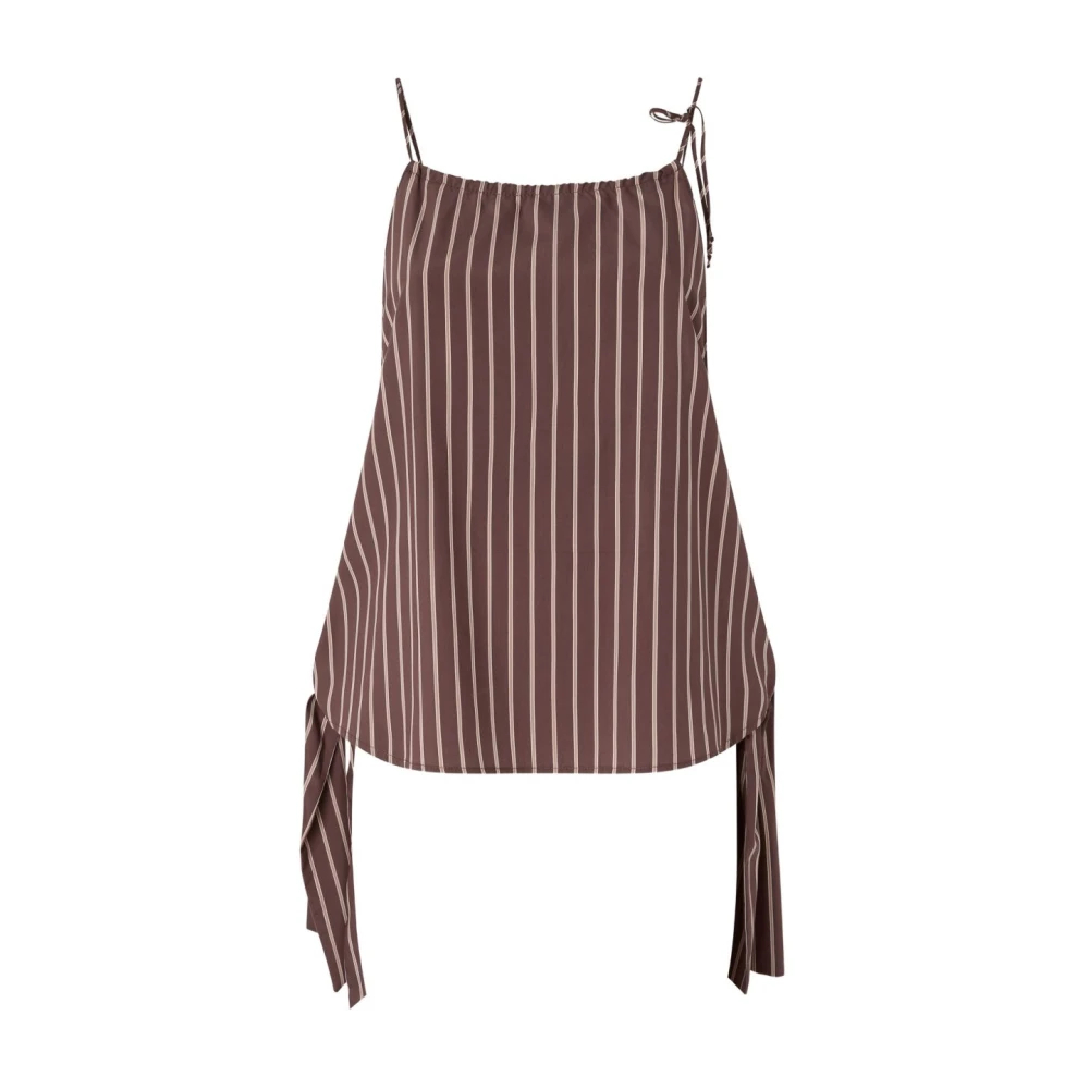 Pinko Damen Braun - Gestreiftes Top Mit Schmalen Trägern Und Schleifen - M - Bild 3