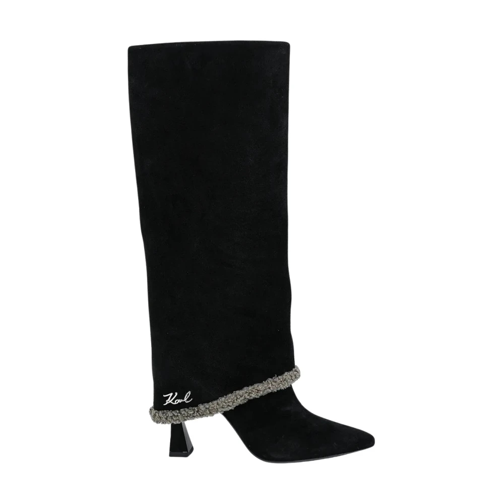 Karl Lagerfeld Damen Schwarz - Debütantinnen-Stiefel Mit Hohem, Umschlagbarem Schaft, Größe: 40 - Bild 2