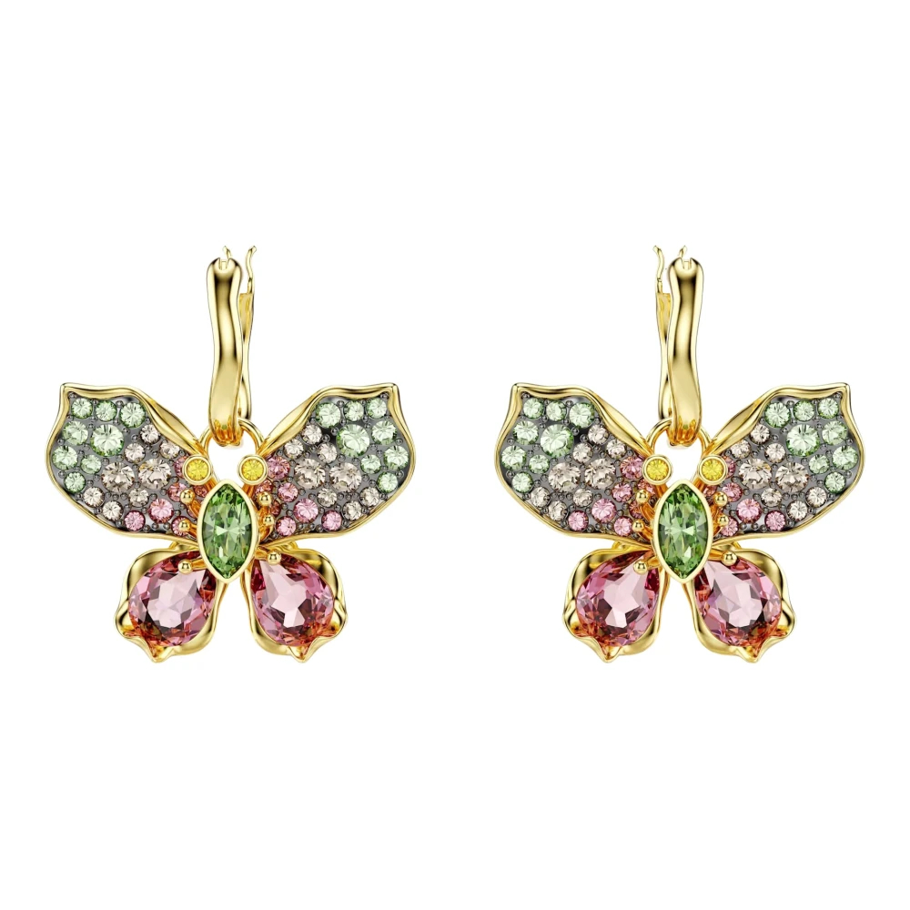 Swarovski Idyllia Drop-Ohrhänger, Verschiedene Schliffe, Pavé, Schmetterling, 18K Goldbeschichtet Mehrfarbig - Bild 5