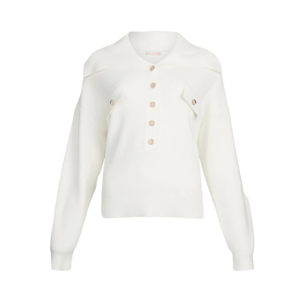 Liu Jo Damen Weiß - Pullover Mit Maxikragen - Knitwear - M