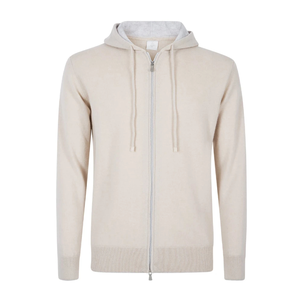 Eleventy Herren Beige - Maglia Full Zip Cappuccio - Knitwear - 2XL