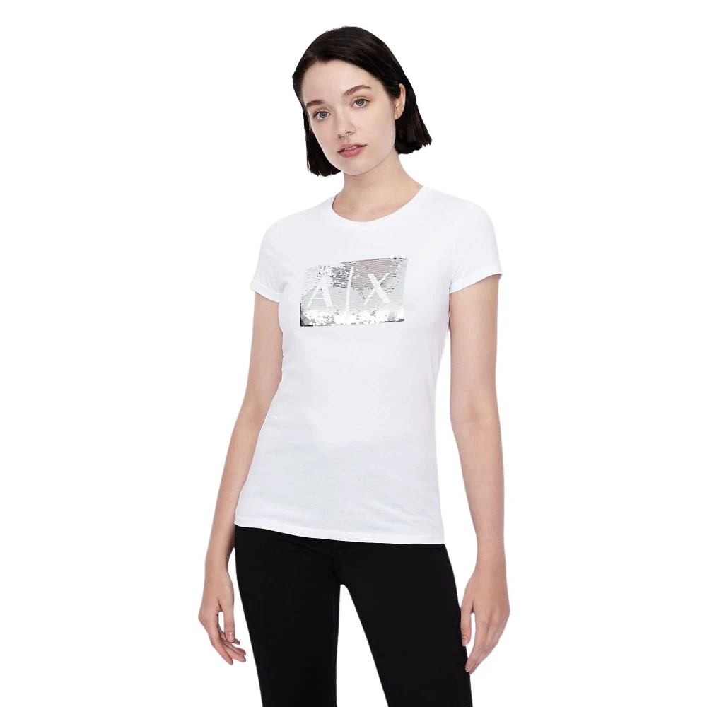 Armani Exchange Damen Weiß - Slim Fit Baumwolljersey-T-Shirt - Tops - Xs