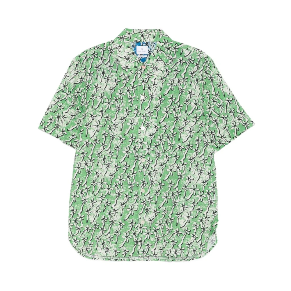 Paul Smith Herren Grün - Kurzärmeliges Hemd Mit Blumenmuster Und Knopfverschluss - Shirts - L