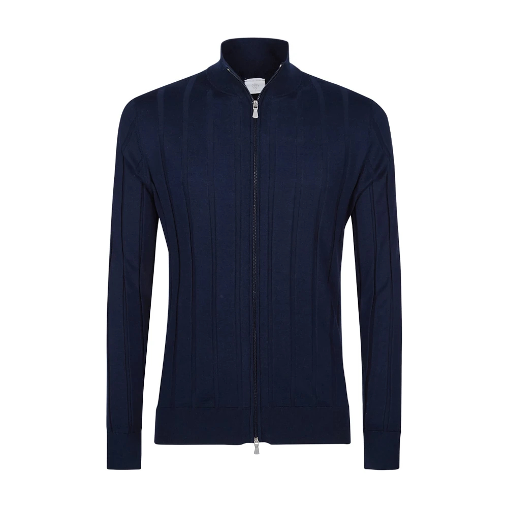 Eleventy Herren Blau - Maglia Full Zip Collo In Piedi - Knitwear - 3XL