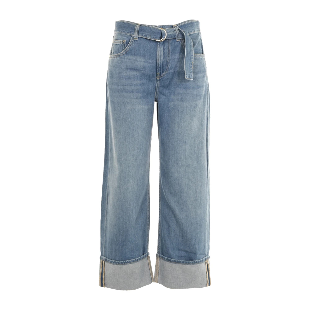 Liu Jo Damen Blau - Cropped Hose Mit Umschlag Und Gürtel - Jeans - W26