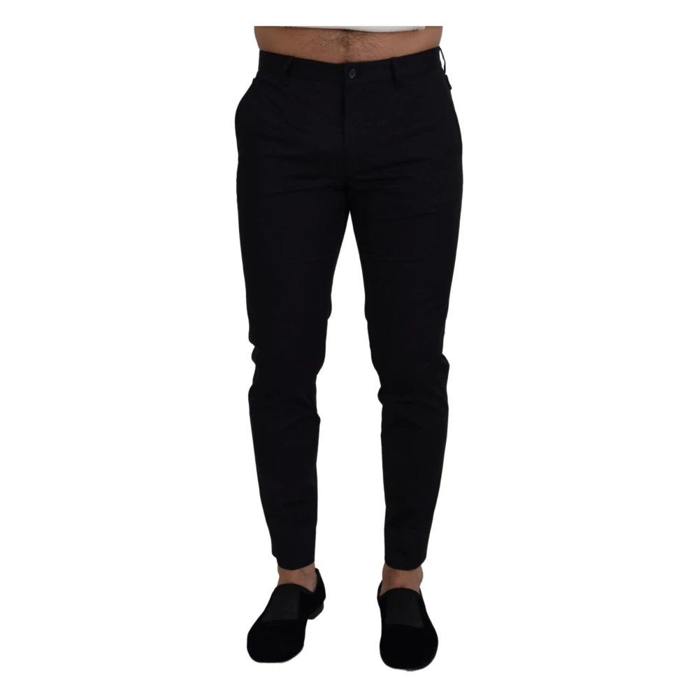 Dolce & Gabbana, Herren, Hosen, Blue Stretch Cotton Slim Trousers Chinos Pants, Blau, (S) - Bild 4