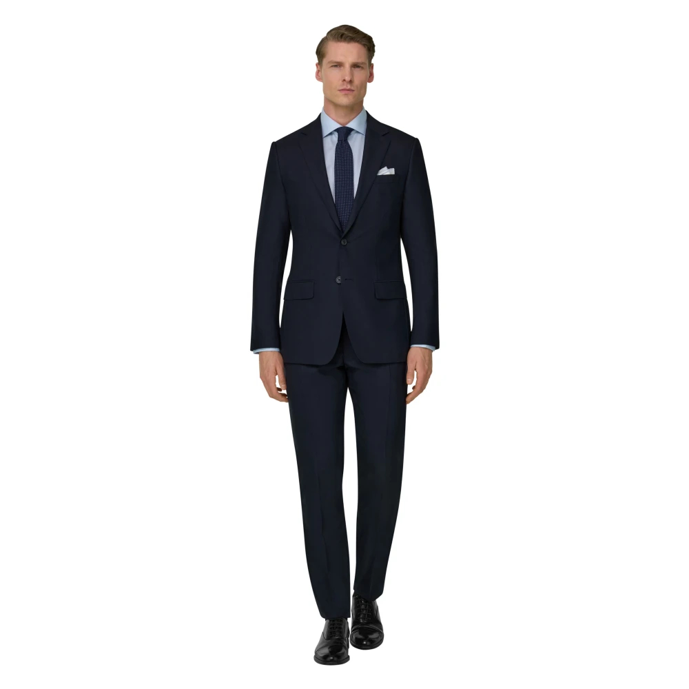 Boggi Milano Herren Blau - Micro Fancy Wollmischung Stretch Anzug - Suits - 2XL