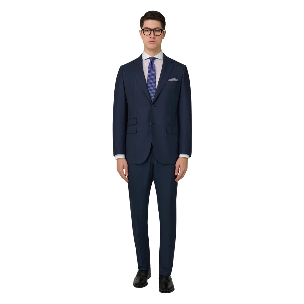 Boggi Milano Herren Blau - Nadelstreifenanzug Aus Wolle Und Seide - Suits - 2XL