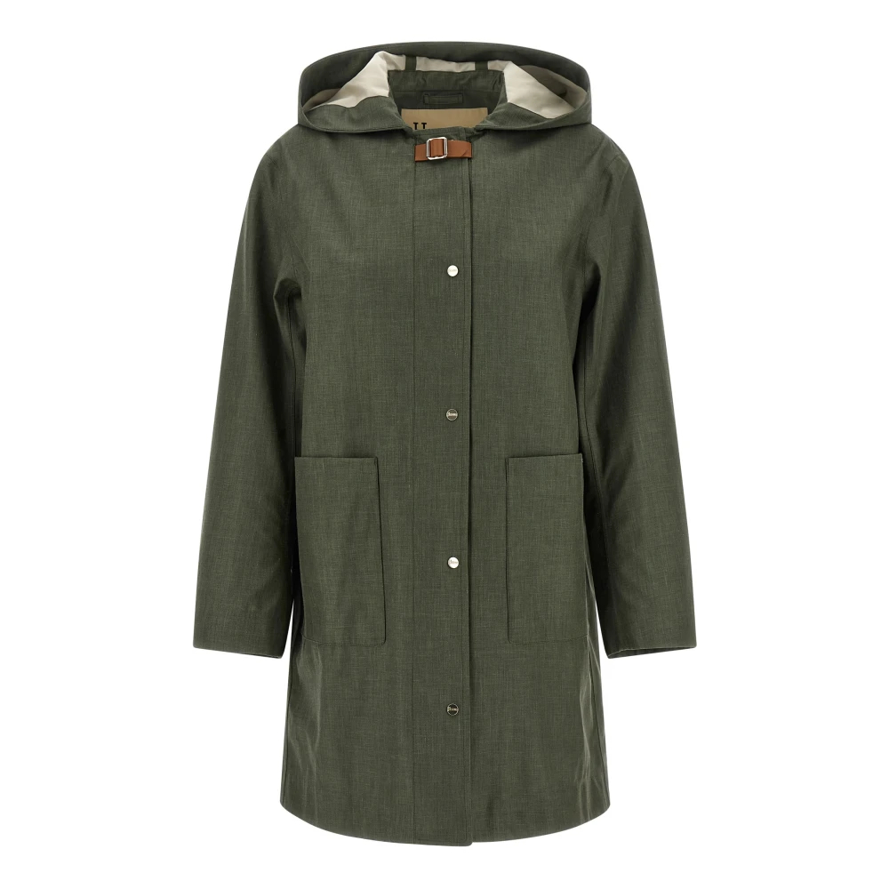 Herno Damen Grün - Regenmantel Mit Kapuze Und Schnallenriemen - Coats - M