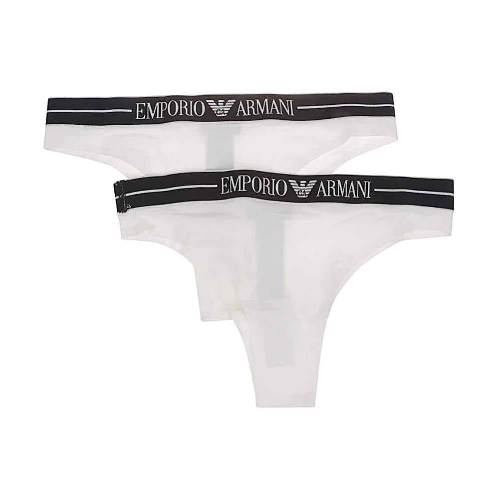 Emporio Armani Damen Weiß - Bio-Baumwolle Logo Taille Brasilianer Set - Underwear - L