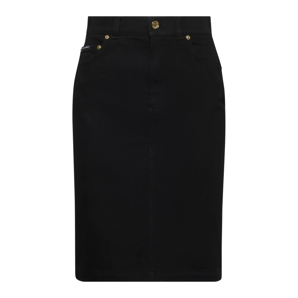 Dolce & Gabbana Damen Schwarz - Er Denim-Rock Mit Logodetails - Skirts - K - 2XS