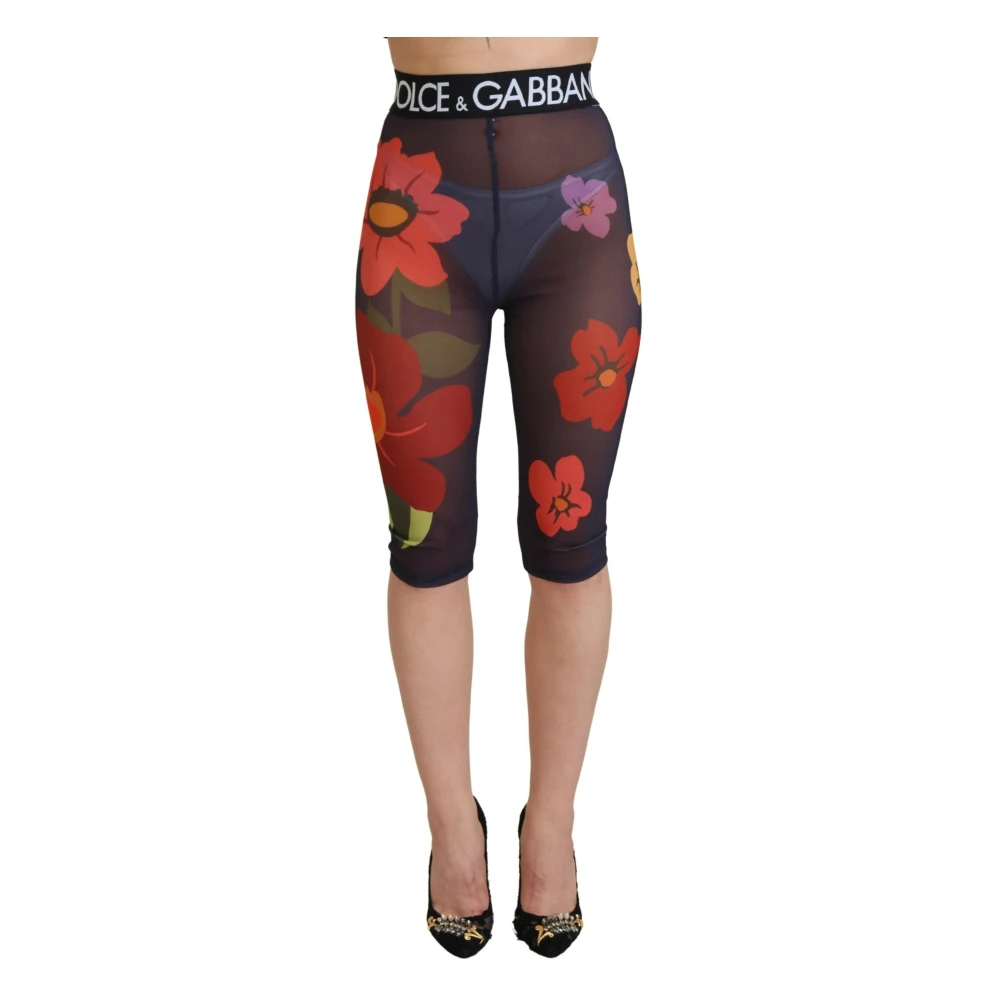Dolce & Gabbana Damen Schwarz - Elegante Leggings Mit Blumenmuster Und Hoher Taille - Trousers - K -Xs