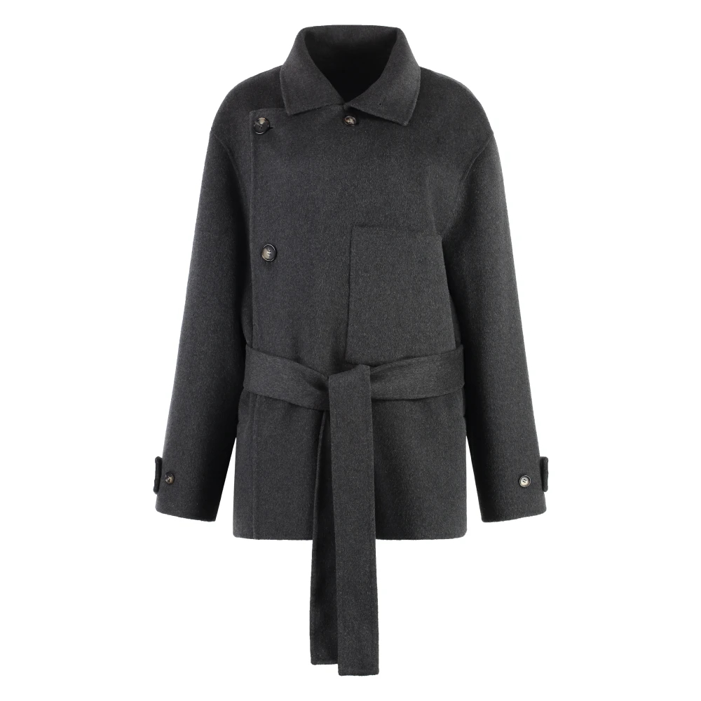 Philosophy Di Lorenzo Serafini Damen Grau - Woll-Doppelreiher-Mantel Mit Gürtel - Coats - L