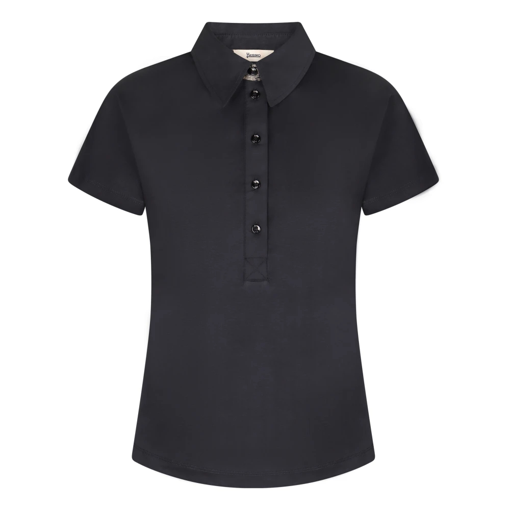 Herno Damen Blau - Polo-Shirt Aus Baumwolle Mit Seitenschlitzen - Tops - Xl