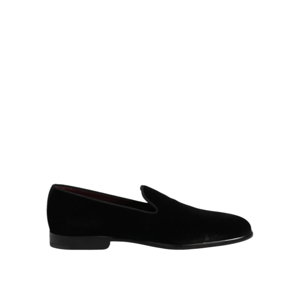 Dolce & Gabbana, Herren, Halbschuhe, Black Velvet Loafers Formal Men Dress Shoes, Schwarz, (40) - Bild 4