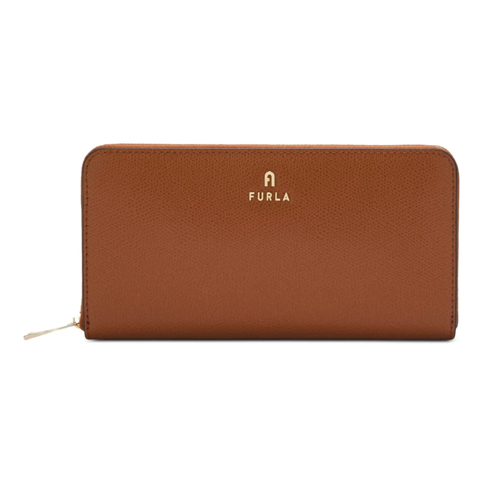 Furla Camelia Fecho De Correr A Toda A Volta Xl Cognac H Castanho Pele Texturizada Mulher - Bild 3