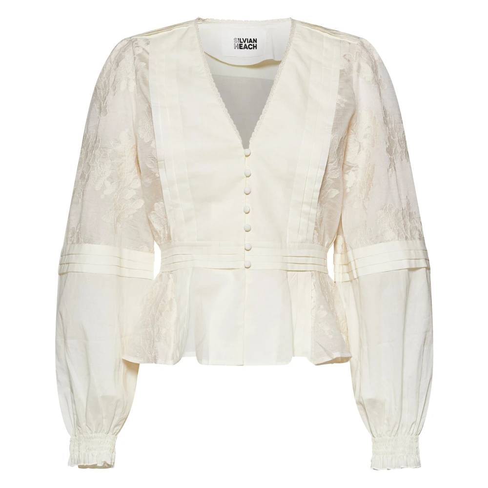 Silvian Heach Damen Gelb - Bluse Mit Spitzeneinsatz Und Knopfleiste - Blouses & Shirts - Xs