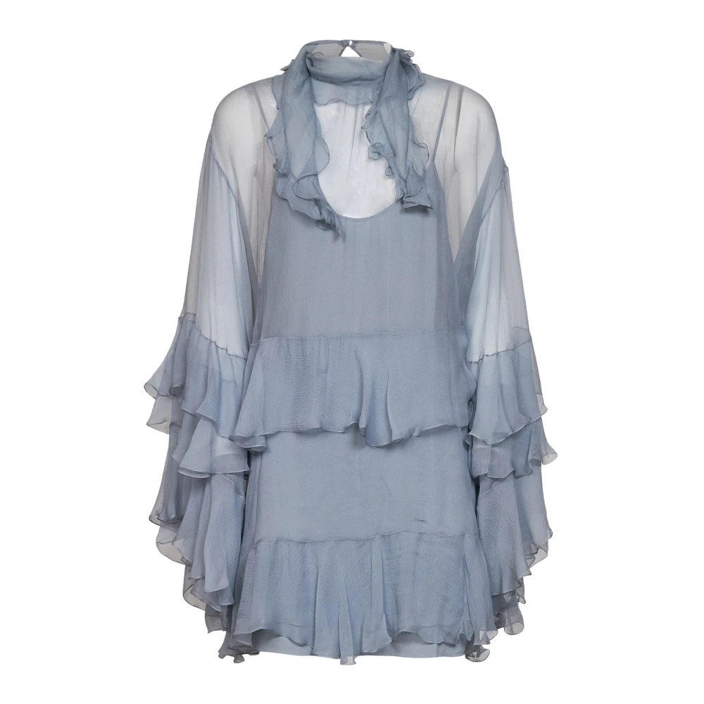 CHLOé | Light blue silk muslin ruffled mini dress | Women | 36 - Bild 4