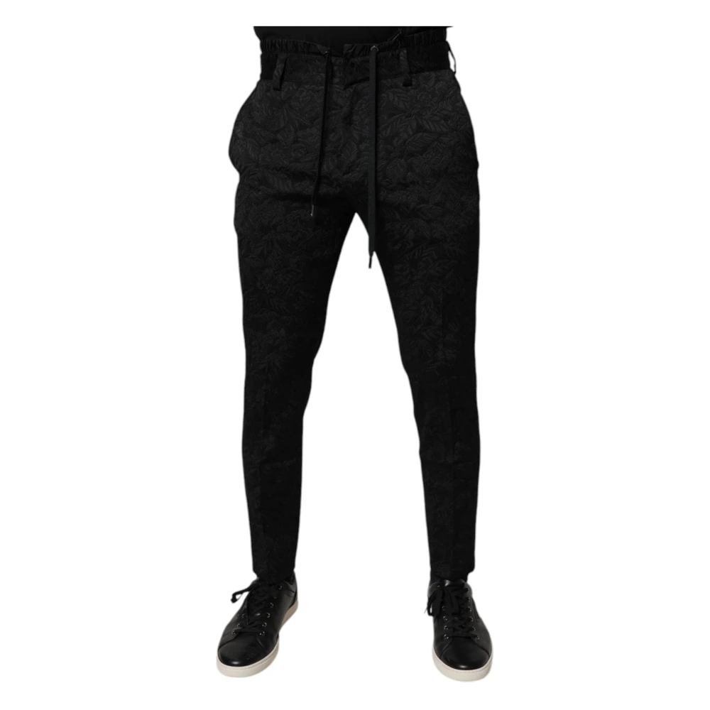 Dolce & Gabbana Herren Schwarz - E Brokat Skinny Anzughose - Trousers - K -Xs