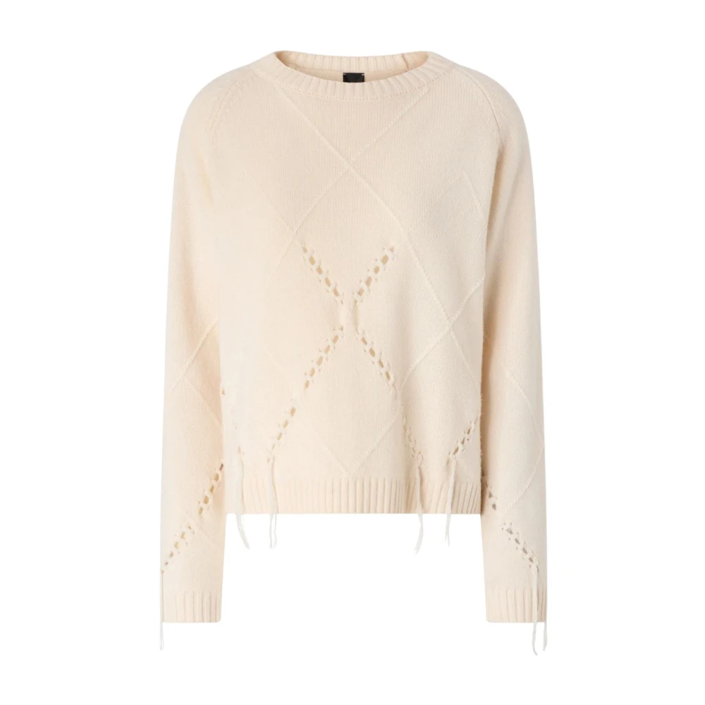 Pinko - Berna Pullover Argyle Traforato - Knitwear - Damen - Beige - S
