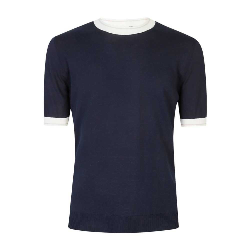 Eleventy Herren Blau - Maglia Girocollo Mezza Manica - Knitwear - M