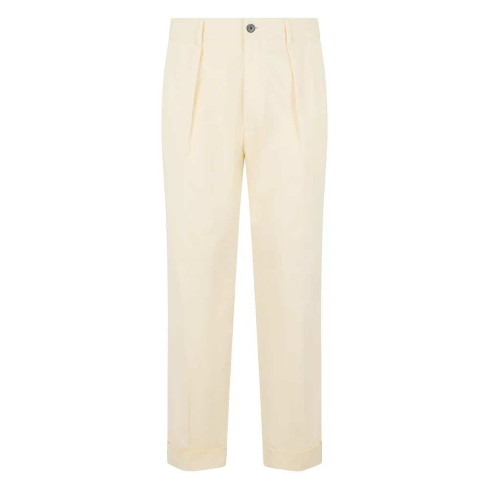 Slowear Herren Weiß - Schmal Geschnittene- Reguläre Baumwollhose - Trousers - 2XL
