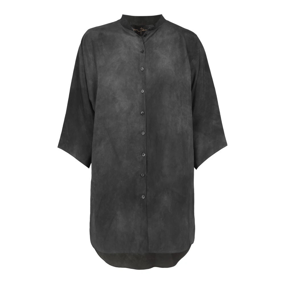 Cortana Damen Grün - Salome- Seidenhemd Benzin Gefärbt - Blouses & Shirts - M