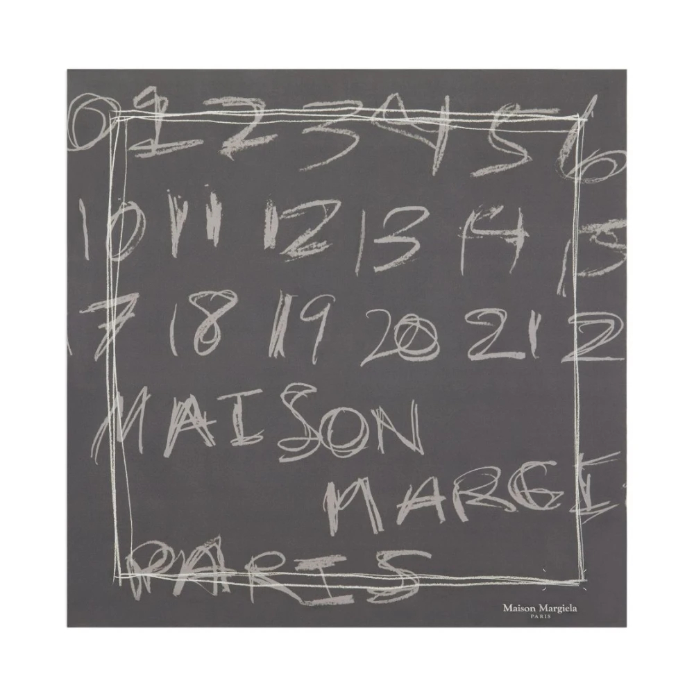 Maison Margiela Damen Grau - Scribbled Numerical Seidenfoulard - Accessories - One Size