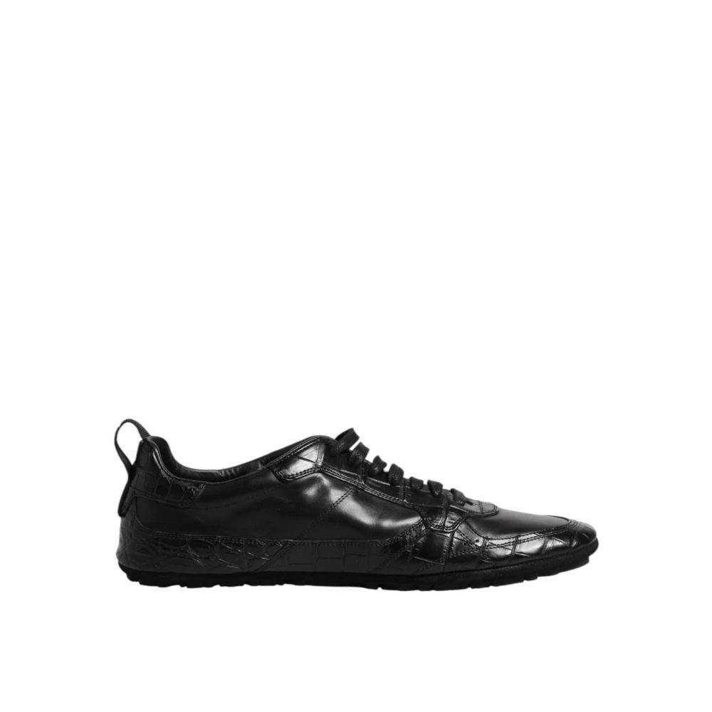 Dolce & Gabbana Herren Schwarz - Luxuriöse Ledersneaker Mit Gummisohle - Shoes - K -42 Eu