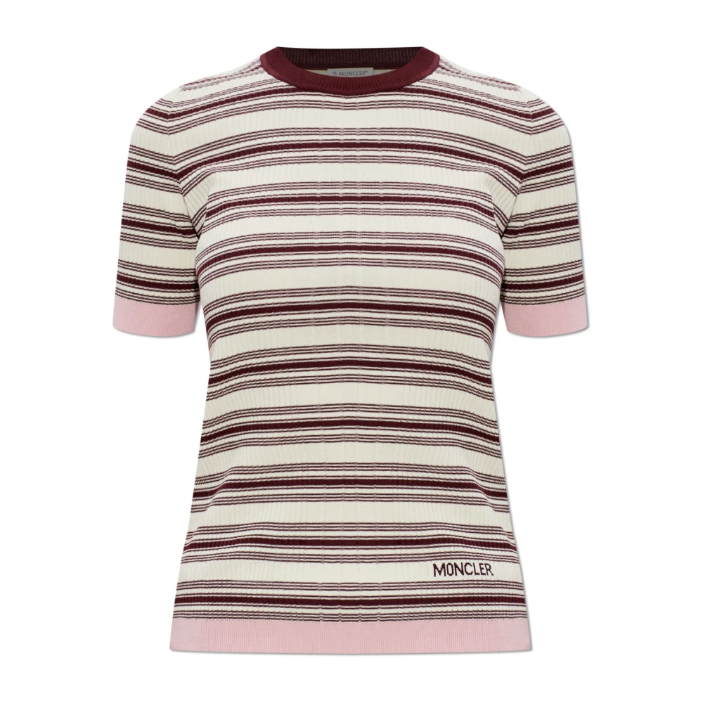 Moncler Damen Multicolor - Gestreiftes Baumwoll-Kurzarm-Polohemd - Knitwear - Mehrfarbig -S