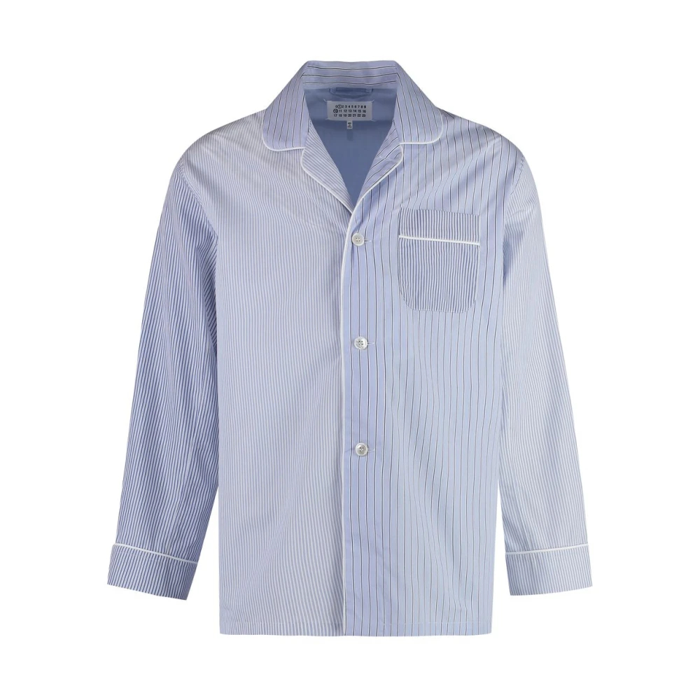 Maison Margiela Damen Blau - Gestreiftes Baumwoll-Pyjamahemd - Blouses & Shirts - 3XS