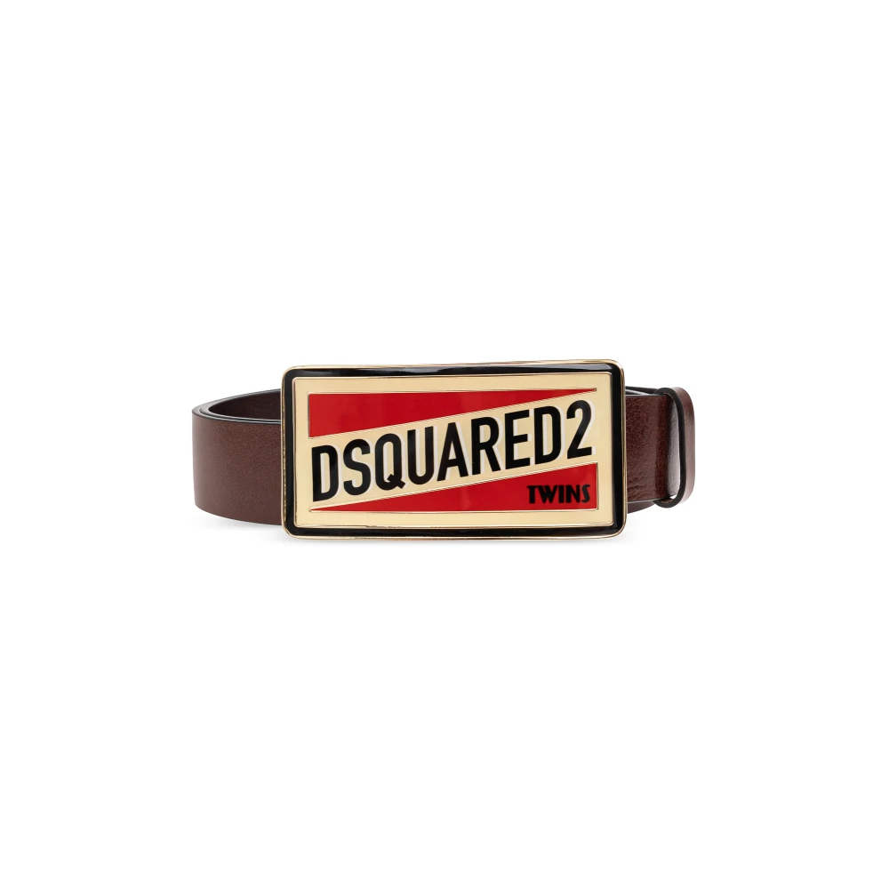 Dsquared2 Herren Braun - Logo Plaque Belt - Accessories - 90 Cm