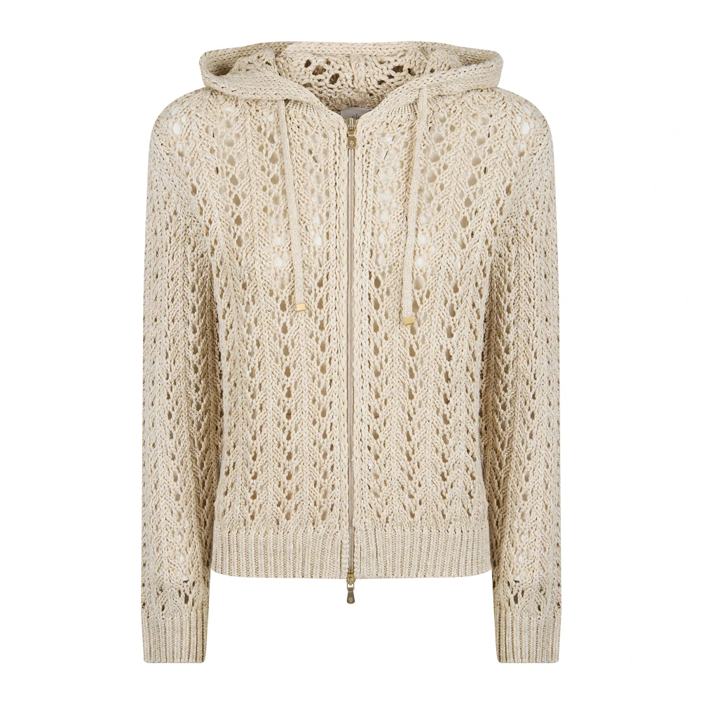Eleventy Damen Beige - Maglia Full Zip Cappuccio - Knitwear - L