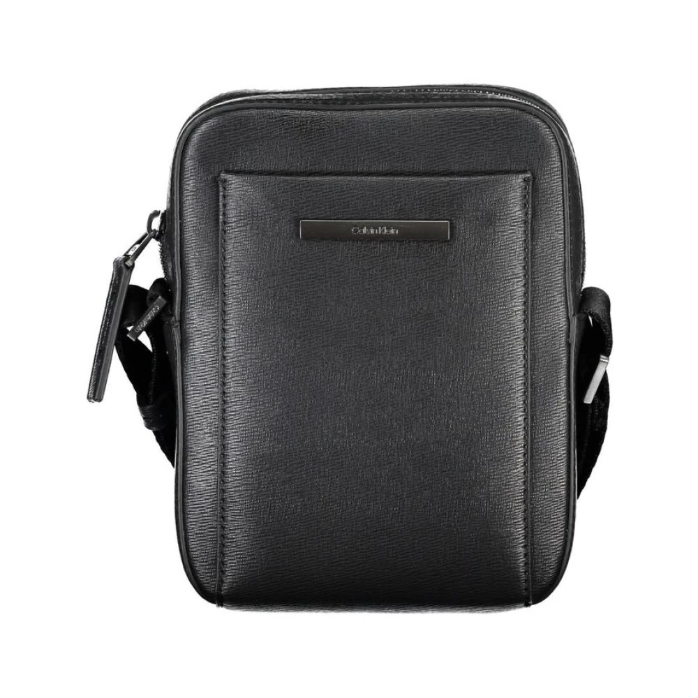 Calvin Klein, Herren, Handtasche, Black Polyurethane Men Shoulder Bag, Schwarz - Bild 4