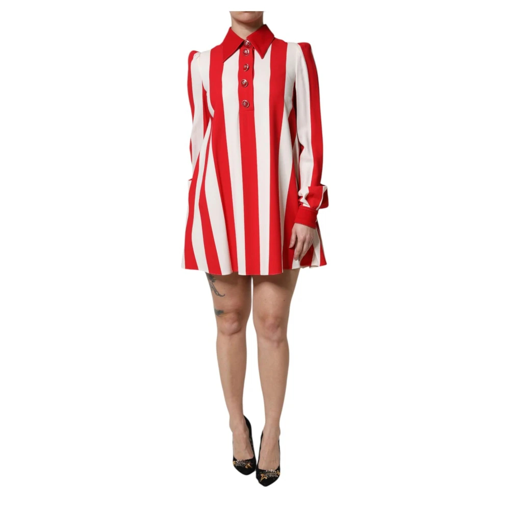 Dolce & Gabbana, Damen, Kleider, Kleid Mini Weiss / Rot IT36 / XXS Viskose, Rot, Weiss, (XXS) - Bild 4