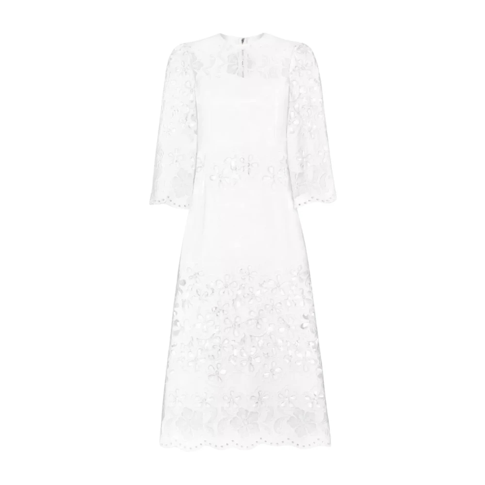 Dolce & Gabbana Damen Weiß - Kleid Mit Floralen Ausschnitten - Dresses - M