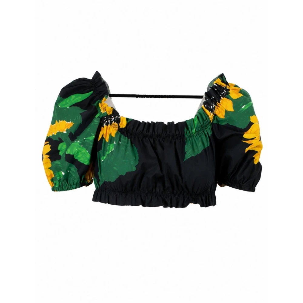 Moschino Damen Multicolor - Bedrucktes Crop-Top Aus Baumwollpopeline - Blouses & Shirts - Mehrfarbig - S