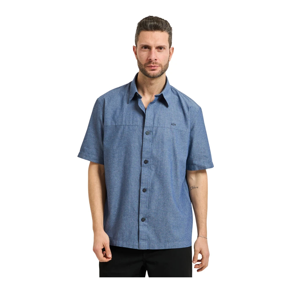 Armani Exchange Herren Blau - Ax Kurzarmhemd - Shirts - M
